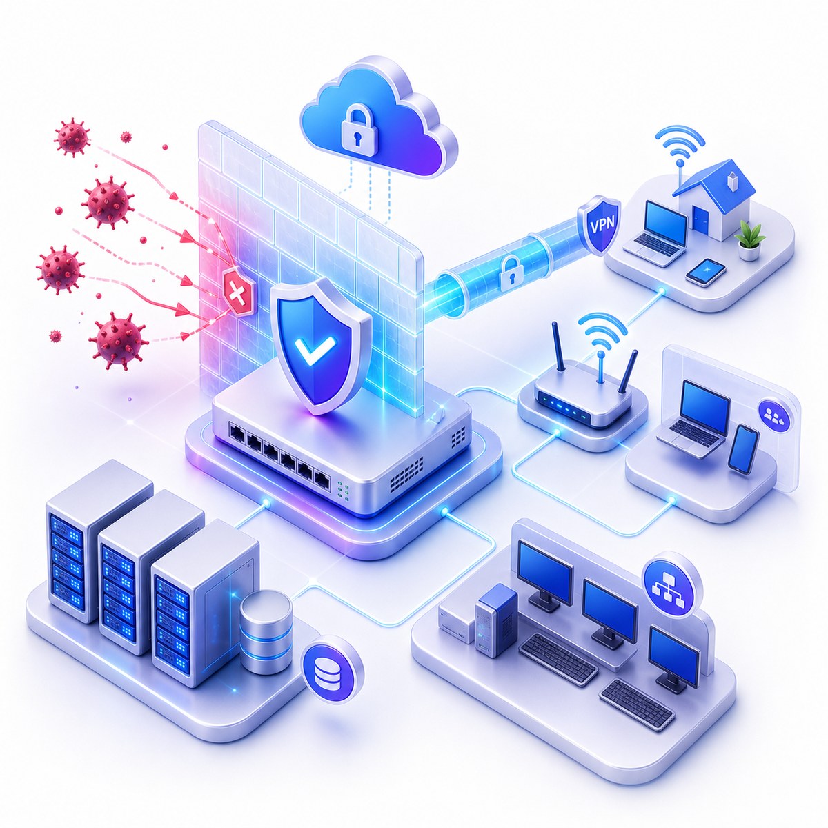 Szybka i bezpieczna siec firmowa LAN WiFi z firewallem i VPN